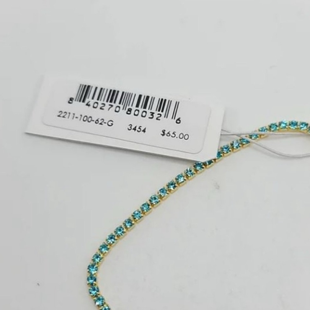 Gorjana Neckace 18k Gold Plated Lexi Aqua Blue Crystal - Picture 5 of 5